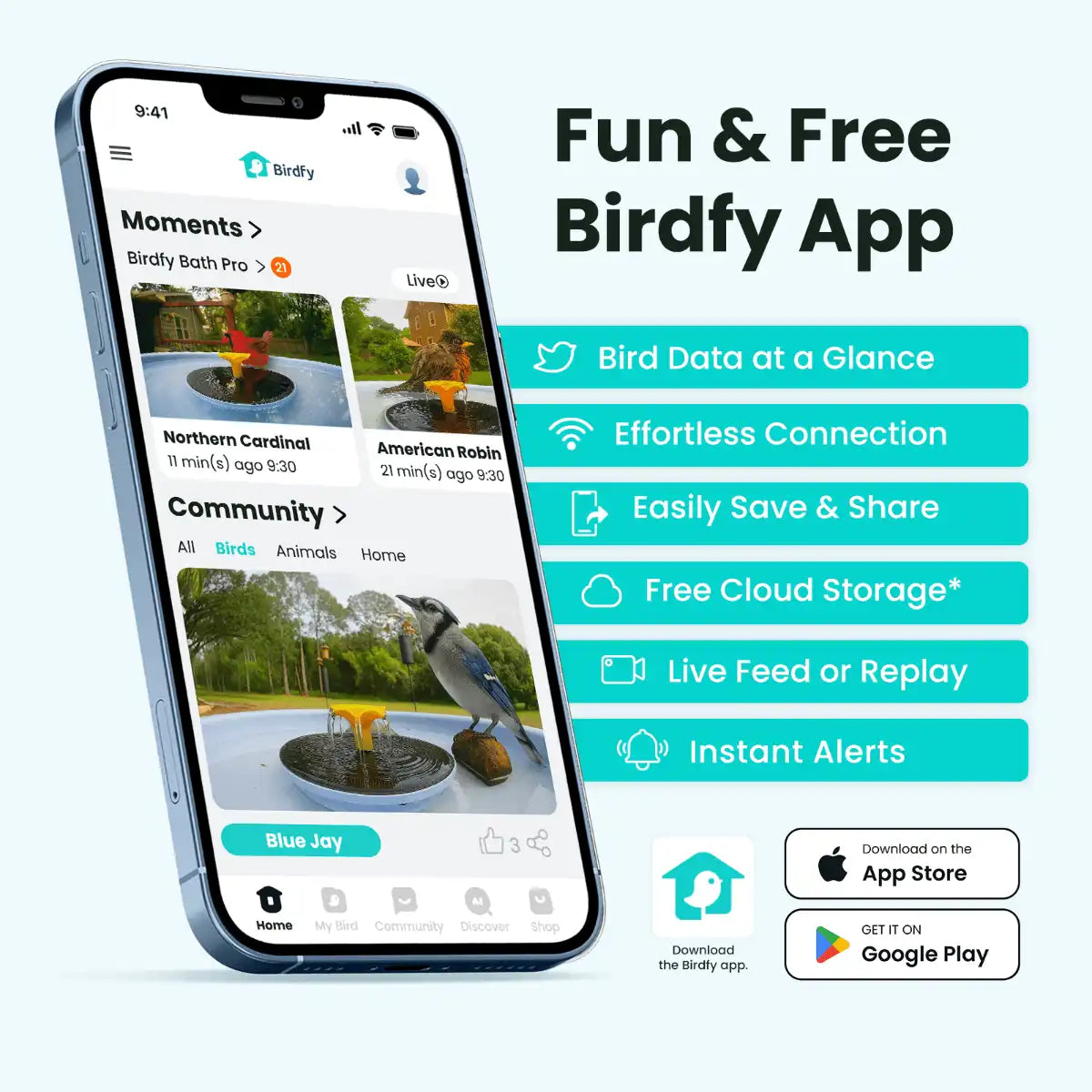 Birdfy Bath Pro - Solar-Powered Smart Birdbath with Fountain without stand