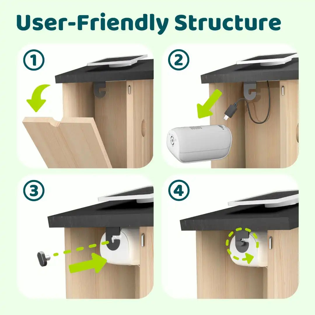 Birdfy Nest Ebony - Wooden Smart Birdhouse
